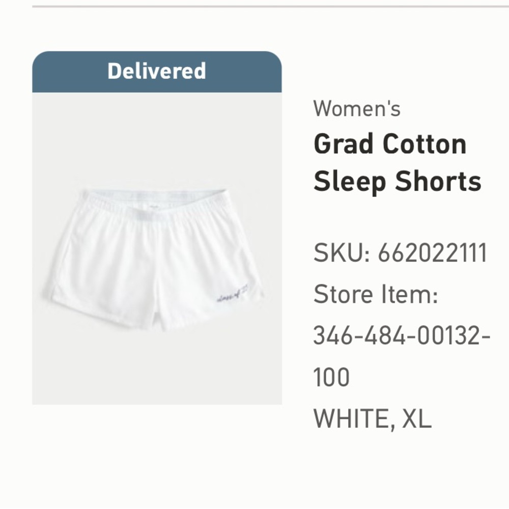 Hollister Grad Class of 2025 Women's White Sleep Shorts - SOLD OUT